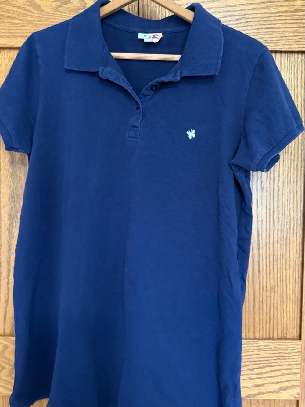 Mimi Maternity Navy Polo with Small Mint Embroidery